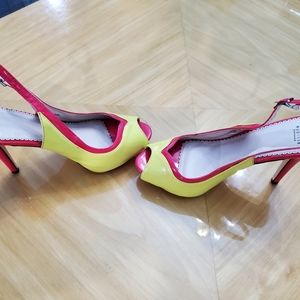 Pink and yellow heels
